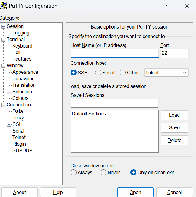 PuTTY连接
